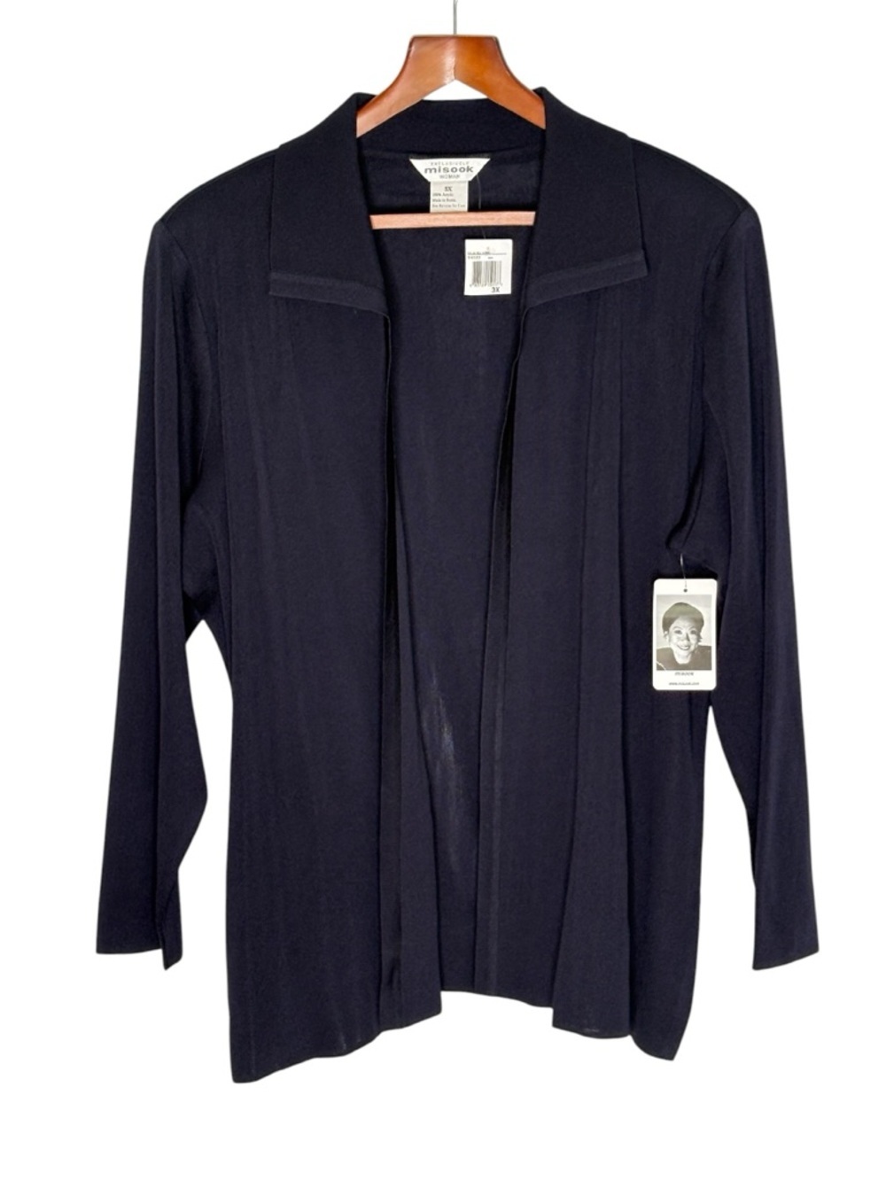 NWT Misook Navy Knit Open Front Cardigan Jacket • Plus Size 3X • $298 - Picture 4 of 12